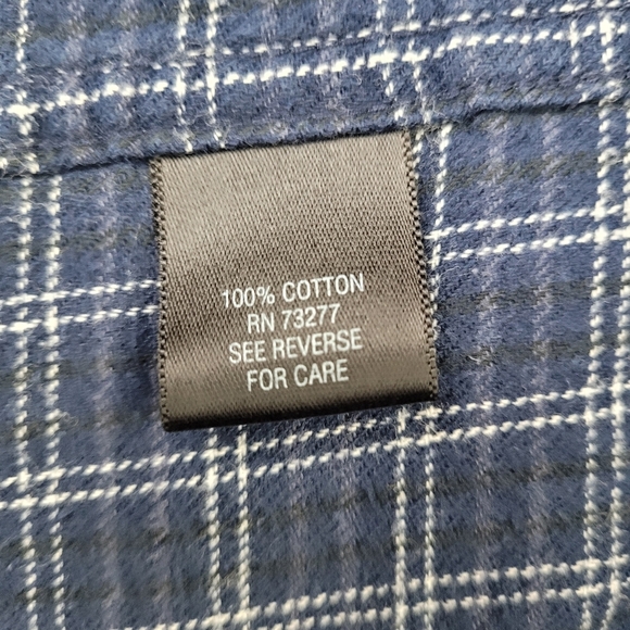 Croft & Barrow Navy Blue White Checkered Button Down Flannel Men's Shirt Gorp XL - Picture 6 of 7